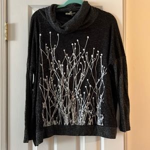 Wasabi & Mint sweater gray & white pattern back & front M turtleneck $18